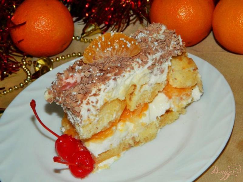 Фото приготовление рецепта: Мандариновый торт с печеньем «Савоярди» шаг №8