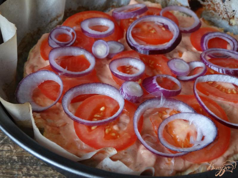 Фото приготовление рецепта: Пицца без теста (на основе куриного фарша) шаг №3