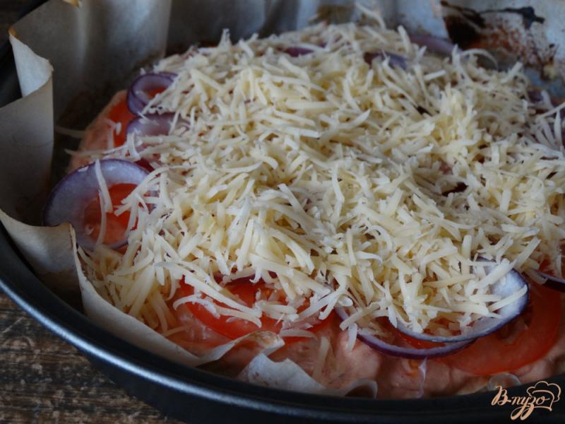 Фото приготовление рецепта: Пицца без теста (на основе куриного фарша) шаг №4