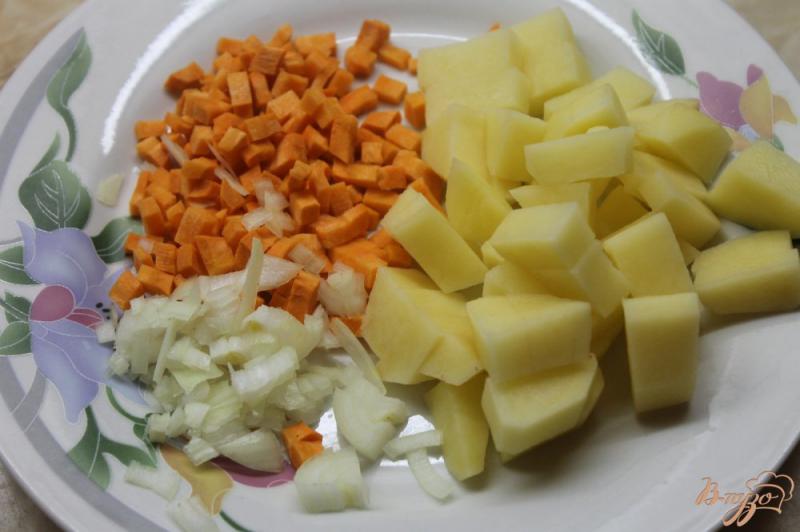 Фото приготовление рецепта: Овощной суп с фрикадельками и шпинатом шаг №1
