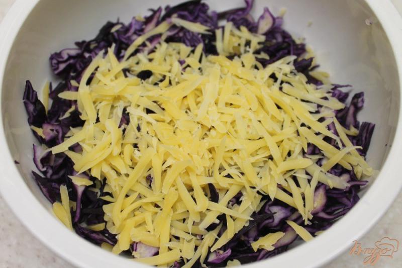 Фото приготовление рецепта: Салат из краснокочанной капусты с чесноком и сыром шаг №3