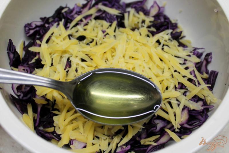 Фото приготовление рецепта: Салат из краснокочанной капусты с чесноком и сыром шаг №4