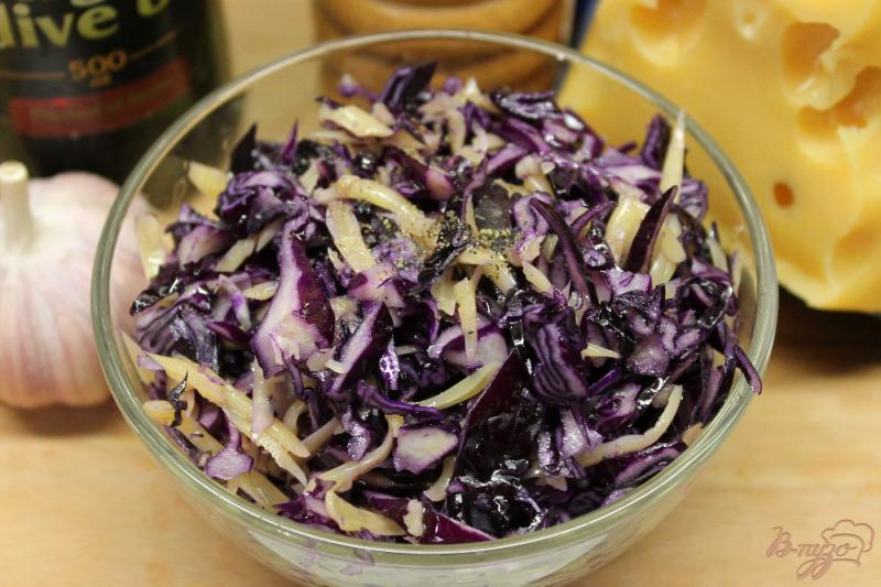 Фото приготовление рецепта: Салат из краснокочанной капусты с чесноком и сыром шаг №5