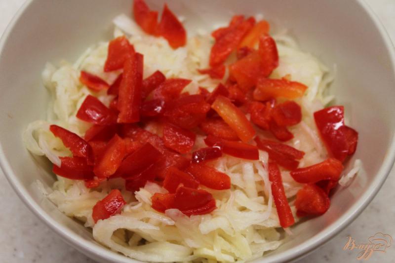 Фото приготовление рецепта: Салат из квашенной капусты с перцем и яблоком шаг №2