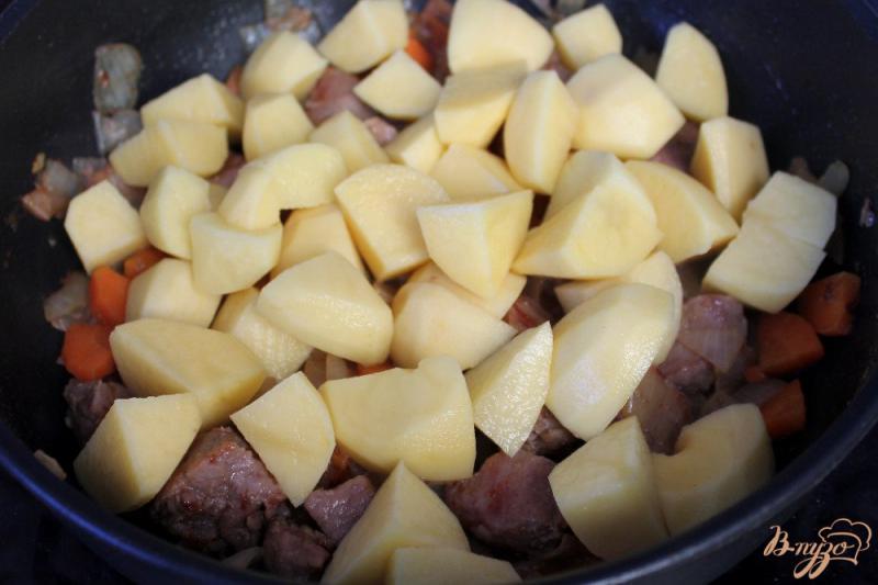 Фото приготовление рецепта: Жаркое со свининой и болгарским перцем шаг №3