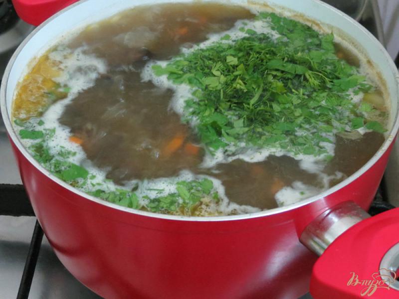 Фото приготовление рецепта: Суп с лесными грибами и вермишелью шаг №8