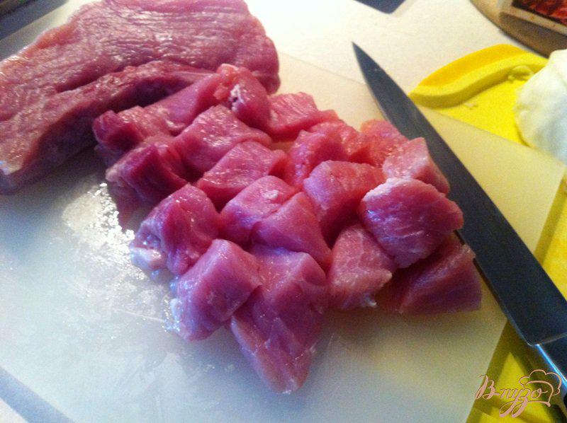 Фото приготовление рецепта: Овощное рагу со свининой и шампиньонами шаг №2