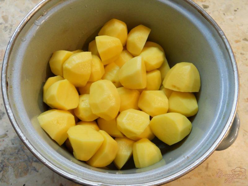Фото приготовление рецепта: Отварной картофель с жареным салом и луком шаг №1