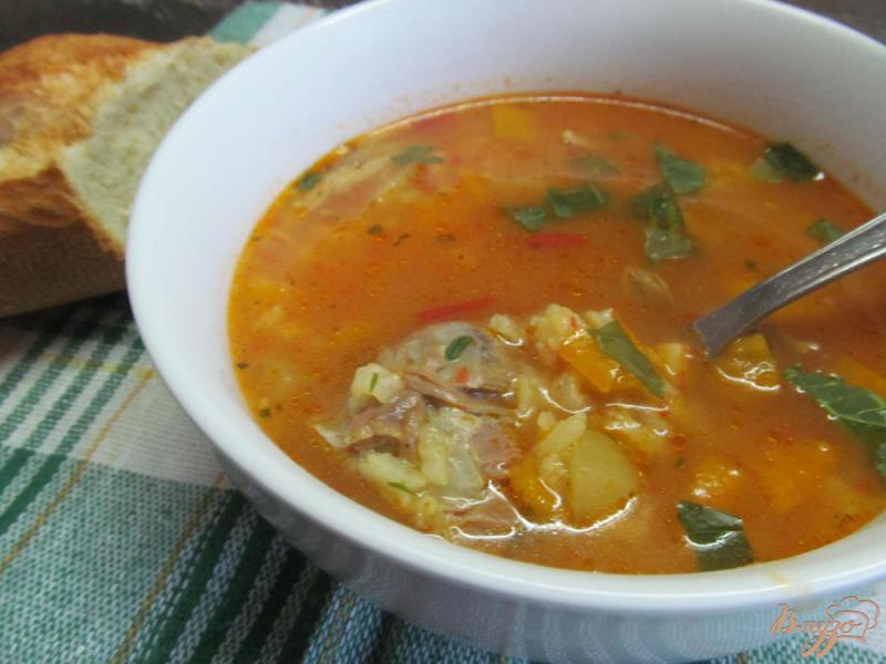 Фото приготовление рецепта: Томатный суп с рисом на баранине шаг №7