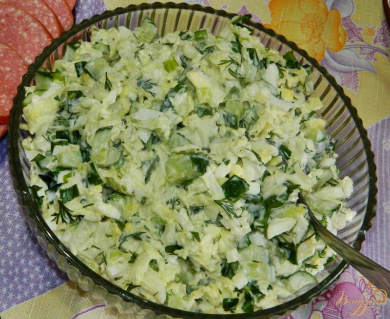 Фото приготовление рецепта: Зелёный салат шаг №4