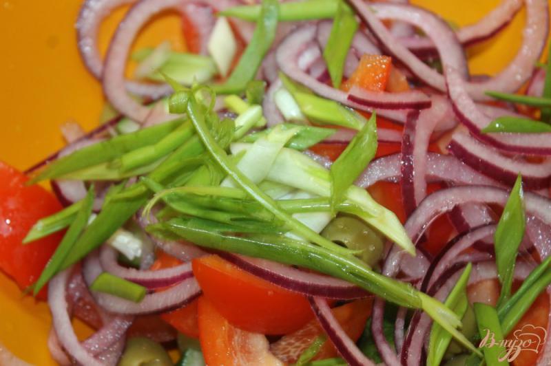 Фото приготовление рецепта: Греческий салат с зеленым луком шаг №6