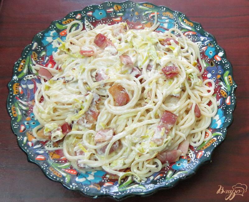 Фото приготовление рецепта: Спагетти со сливками шаг №8