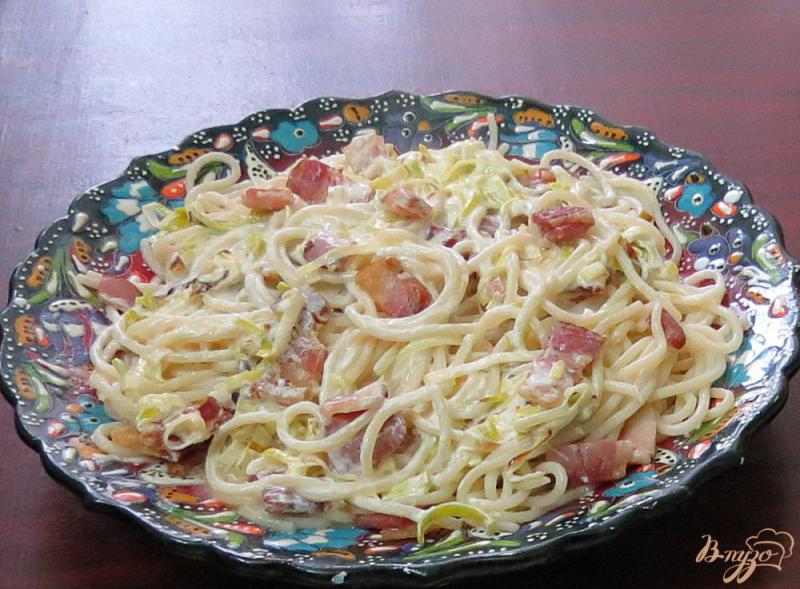 Фото приготовление рецепта: Спагетти со сливками шаг №9