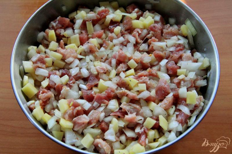 Фото приготовление рецепта: Манты - розочки с рубленным мясом, луком и картофелем шаг №5