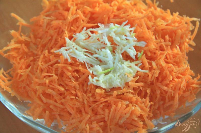 Фото приготовление рецепта: Морковный салат с сыром и чесноком шаг №3