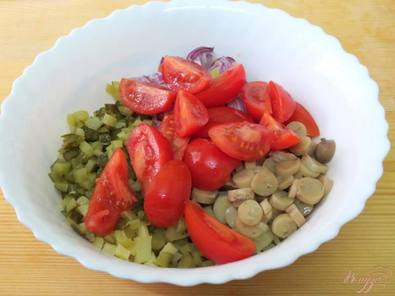 Фото приготовление рецепта: Салат постный из грибов и овощей шаг №7