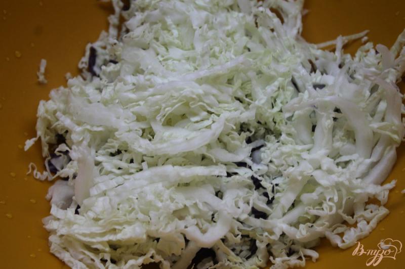 Фото приготовление рецепта: Капустный салат с овощами и маринованным красным луком шаг №2