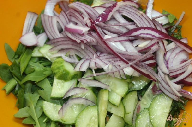 Фото приготовление рецепта: Витаминный салат с весенней рукколой шаг №2