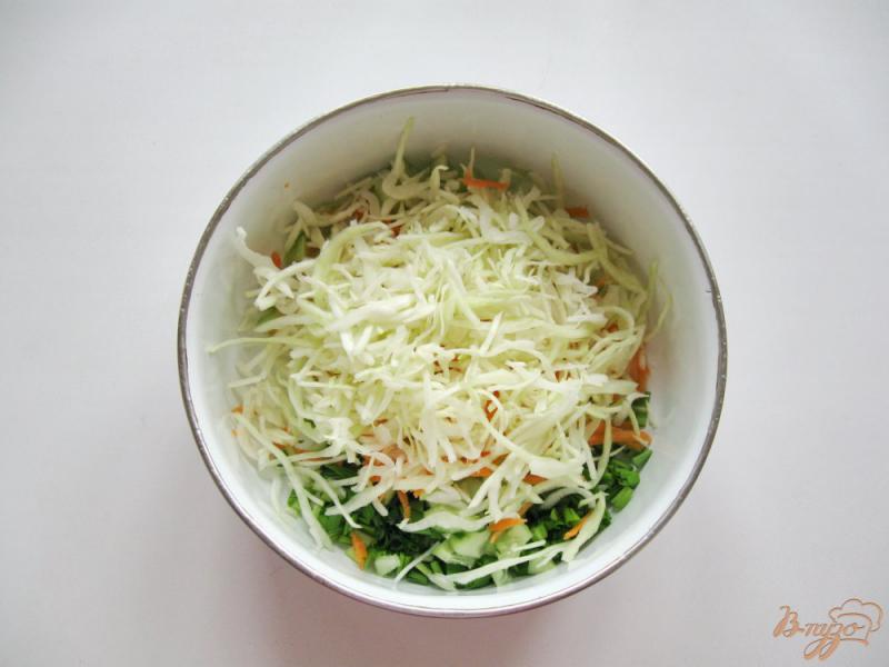 Фото приготовление рецепта: Салат с капустой, яблоком и черемшой шаг №4