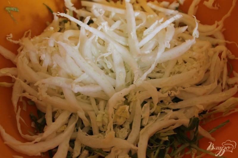 Фото приготовление рецепта: Капустный салат с редисом и огурцами шаг №2