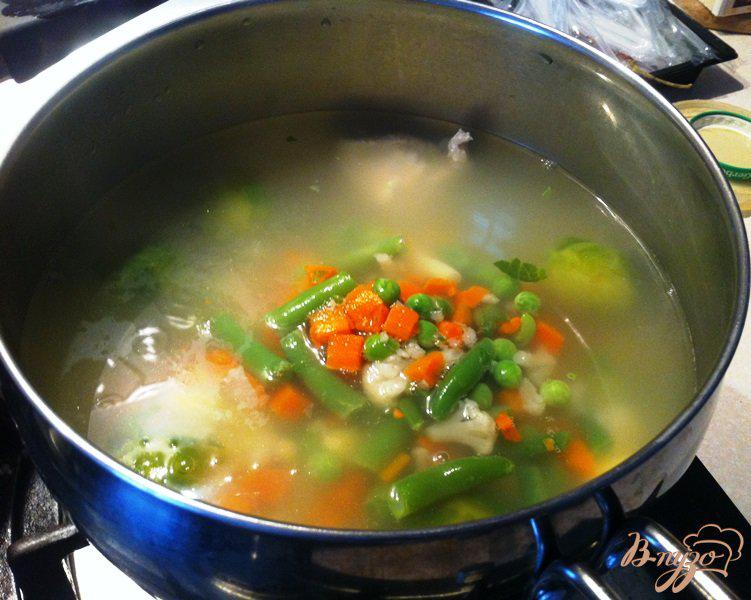 Фото приготовление рецепта: Суп овощной с индейкой для деток шаг №3