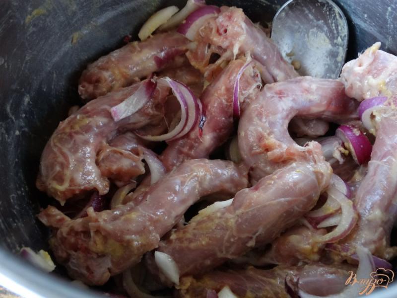 Фото приготовление рецепта: Куриные шейки в горчице с красным луком шаг №3