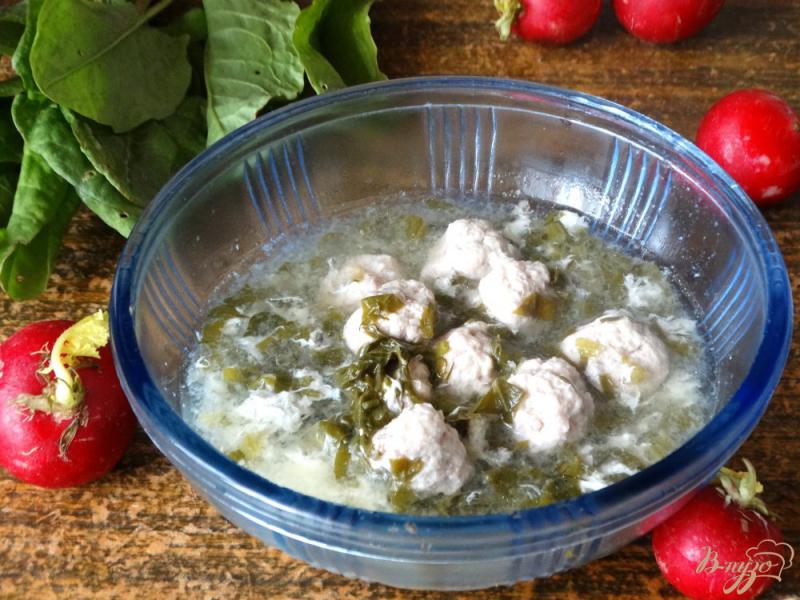 Фото приготовление рецепта: Зеленый суп с фрикадельками шаг №7