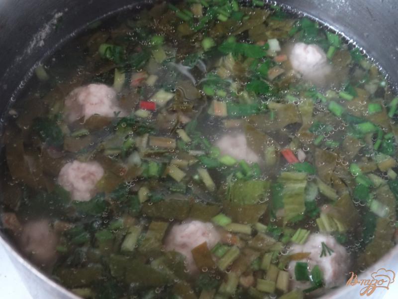 Фото приготовление рецепта: Зеленый суп с фрикадельками шаг №5