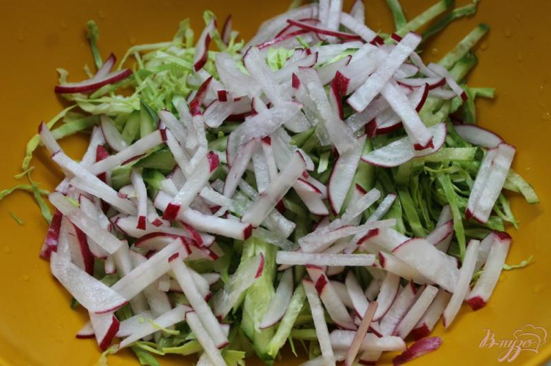 Фото приготовление рецепта: Салат из молодой капусты с редисом и французской горчицей шаг №2