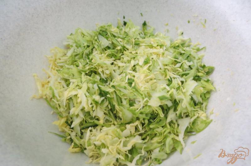 Фото приготовление рецепта: Салат из молодой капусты и огурцов шаг №4
