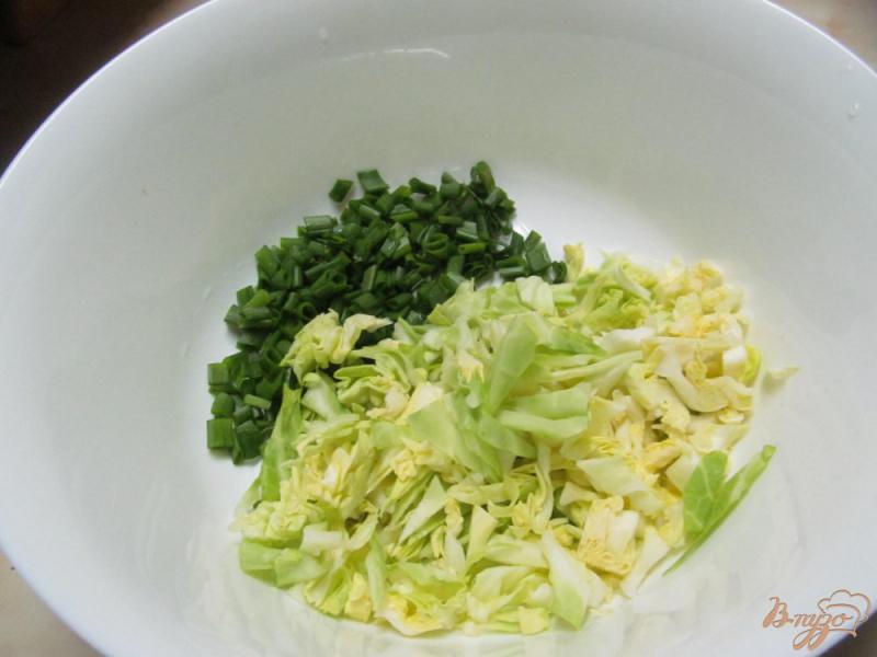 Фото приготовление рецепта: Овощной салат под соусом из кефира шаг №4