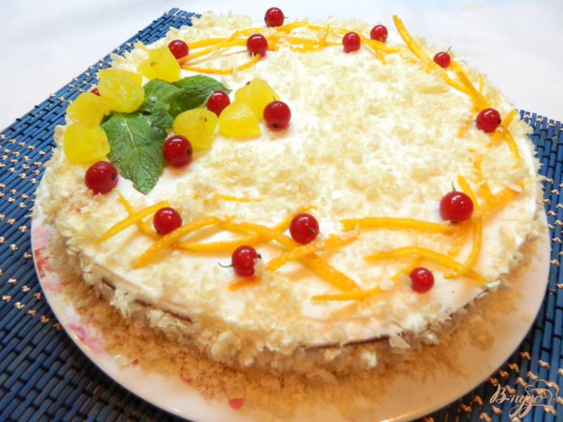 Фото приготовление рецепта: Торт с лимонной прослойкой и творожным кремом шаг №12
