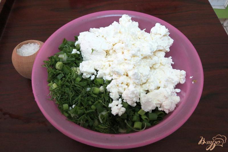Фото приготовление рецепта: Салат из творога с зелёным луком шаг №4