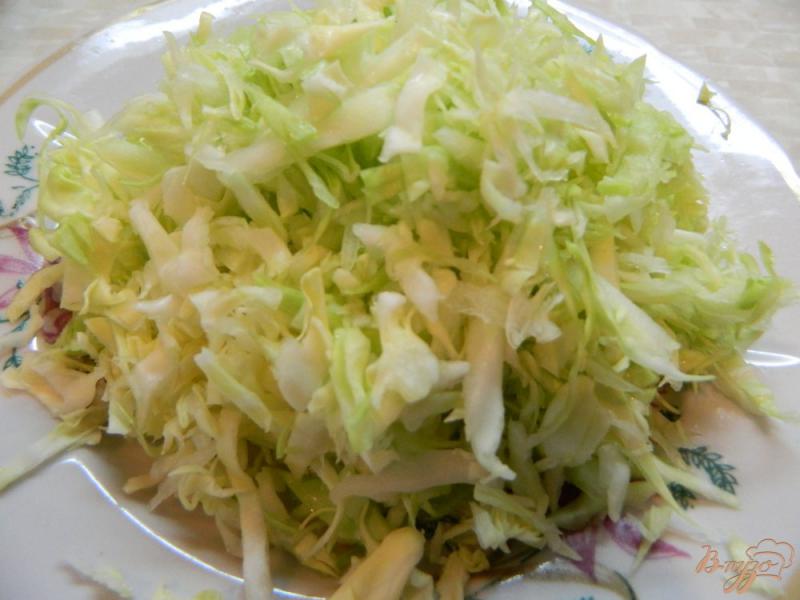 Фото приготовление рецепта: Салат из капусты с молодым чесноком, свежим огурцом и кукурузой шаг №1