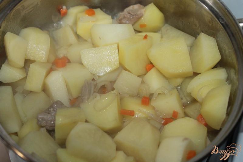Фото приготовление рецепта: Тушенный картофель с грибами, перцем и куриным мясом шаг №3