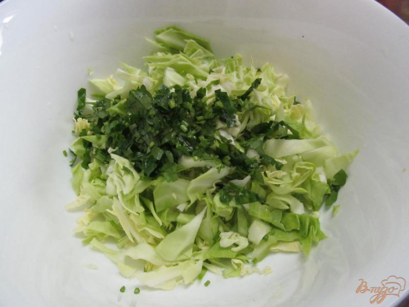 Фото приготовление рецепта: Капустный салат с оливками перцем и щавелем шаг №1