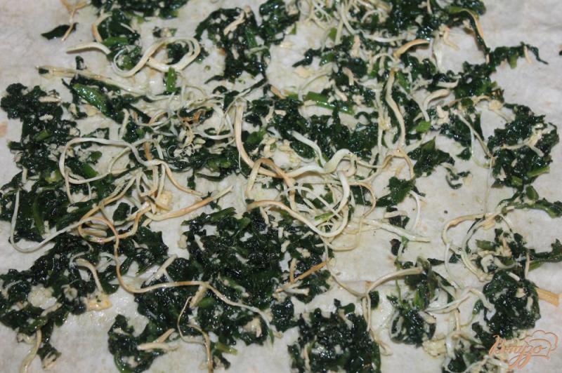 Фото приготовление рецепта: Лаваш со шпинатом и сыром на мангале шаг №5