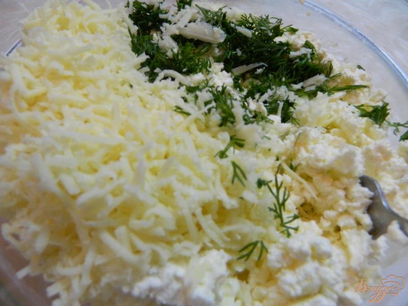 Фото приготовление рецепта: Лепешки с творогом, сыром сулугуни и зеленью шаг №4