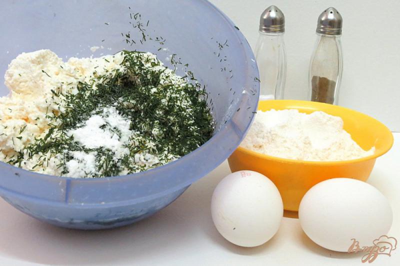 Фото приготовление рецепта: Воздушные солёные сырники в духовке шаг №1