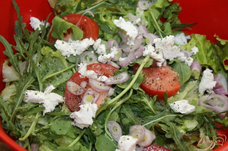 Фото приготовление рецепта: Салат «микс» с утиной грудкой, фетой и маслинами шаг №5
