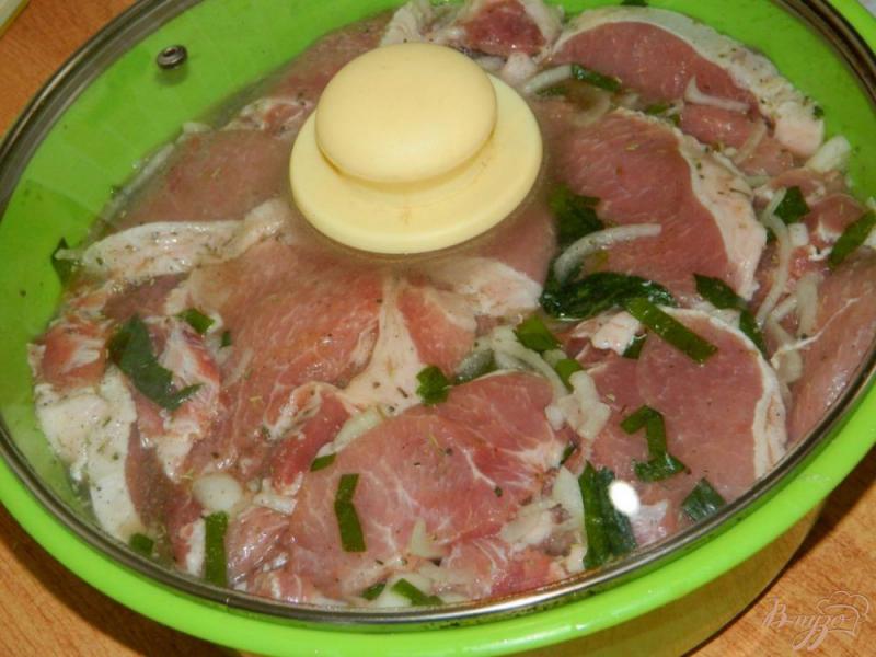 Фото приготовление рецепта: Свинина в луково-мятном маринаде шаг №5