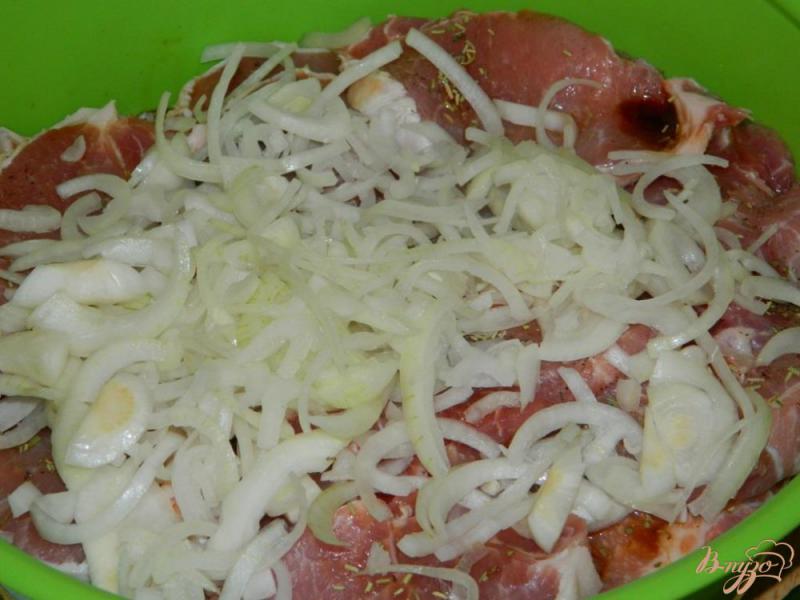 Фото приготовление рецепта: Свинина в луково-мятном маринаде шаг №3