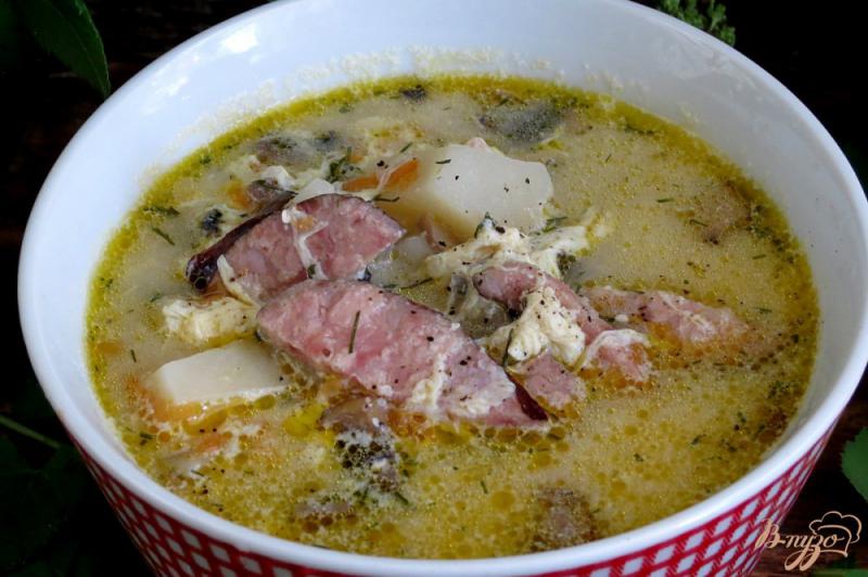 Фото приготовление рецепта: Суп с копчёной колбасой шаг №8