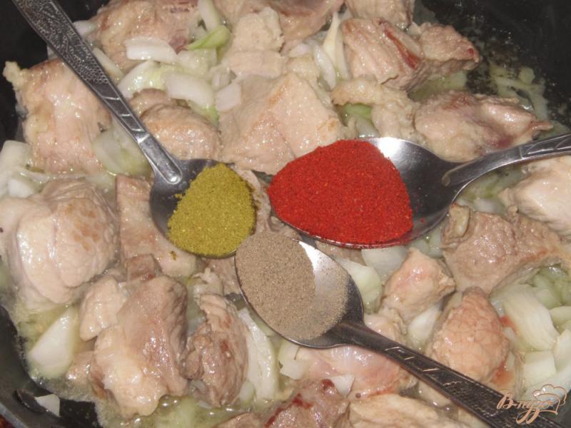Фото приготовление рецепта: Свинина тушеная с имбирем и паприкой шаг №3