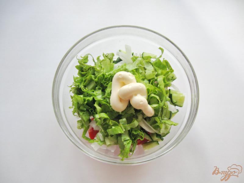 Фото приготовление рецепта: Салат с помидором и репчатым луком шаг №5