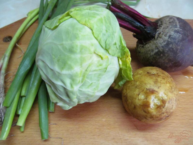 Фото приготовление рецепта: Борщ из молодых овощей с черной фасолью и горошком шаг №1