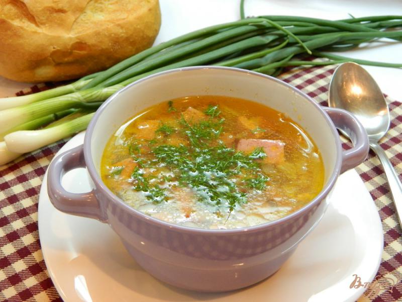 Фото приготовление рецепта: Суп с копченой колбасой шаг №8