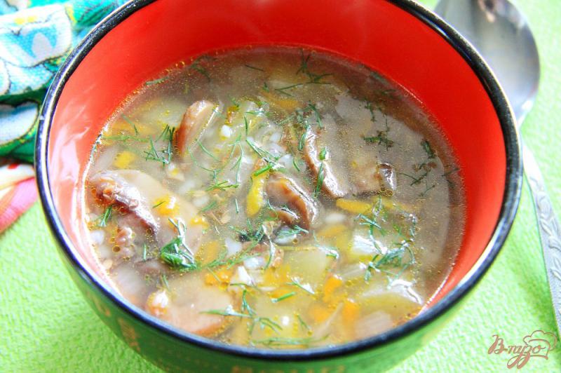 Фото приготовление рецепта: Постный грибной суп с гречкой в мультиварке шаг №8