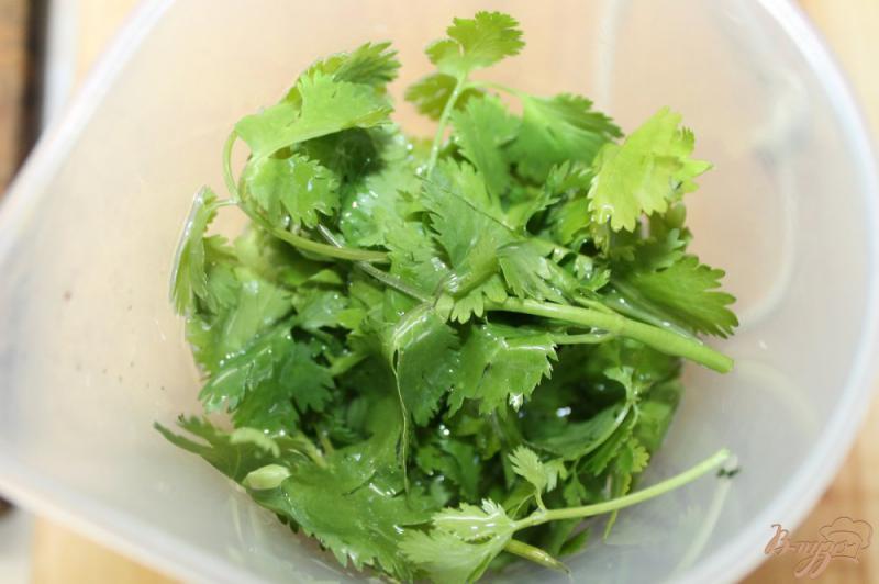 Фото приготовление рецепта: Закусочный соус с кинзой и зеленью шаг №3