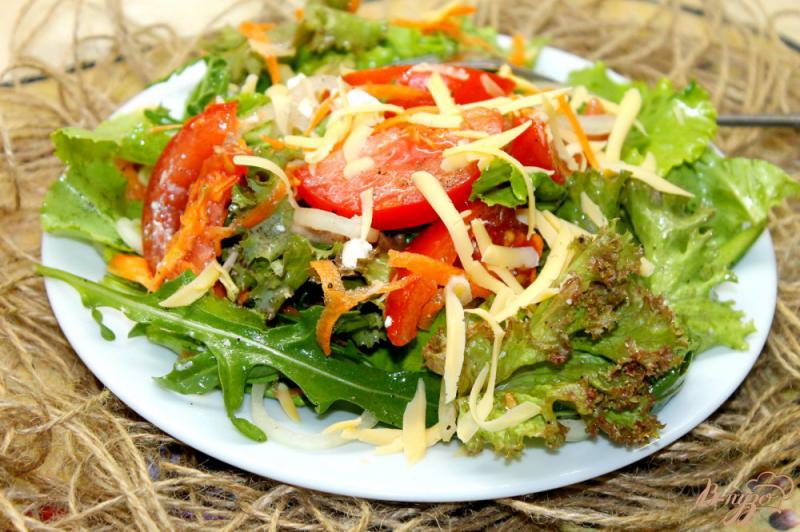 Фото приготовление рецепта: Витаминный салат с фетой и твердым сыром шаг №6